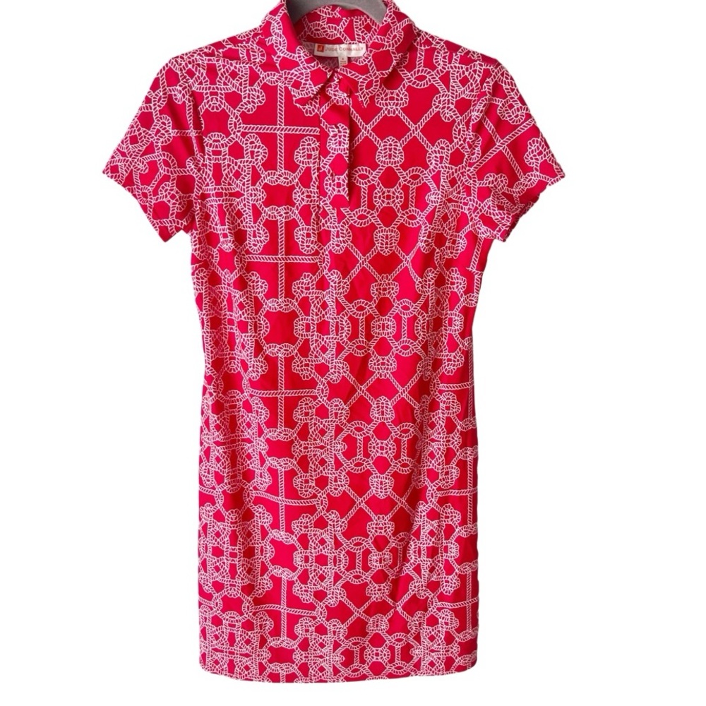 Jude Connally Red and White Patterned Dress